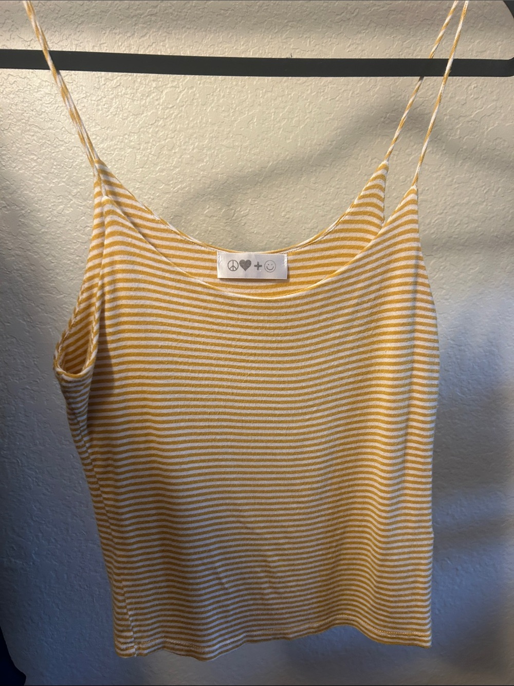 Striped Yellow & White Spaghetti Strap Tank Top -